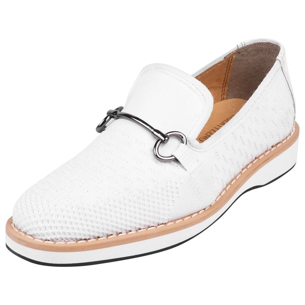 Joyce Boys Textile & Lizard Print Leather Kids Slip on White Loafer Shoes